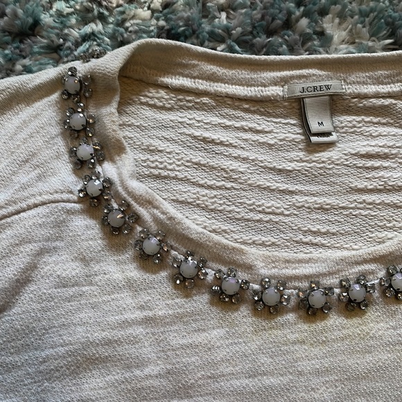 J Crew jewelled embellished cotton sweater pullover jumper - Picture 3 of 6